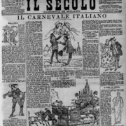 An image of the front page of Il Secolo, showing depictions of Carnevale