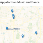 Map of Appalachian music and dance sites in Tallahassee